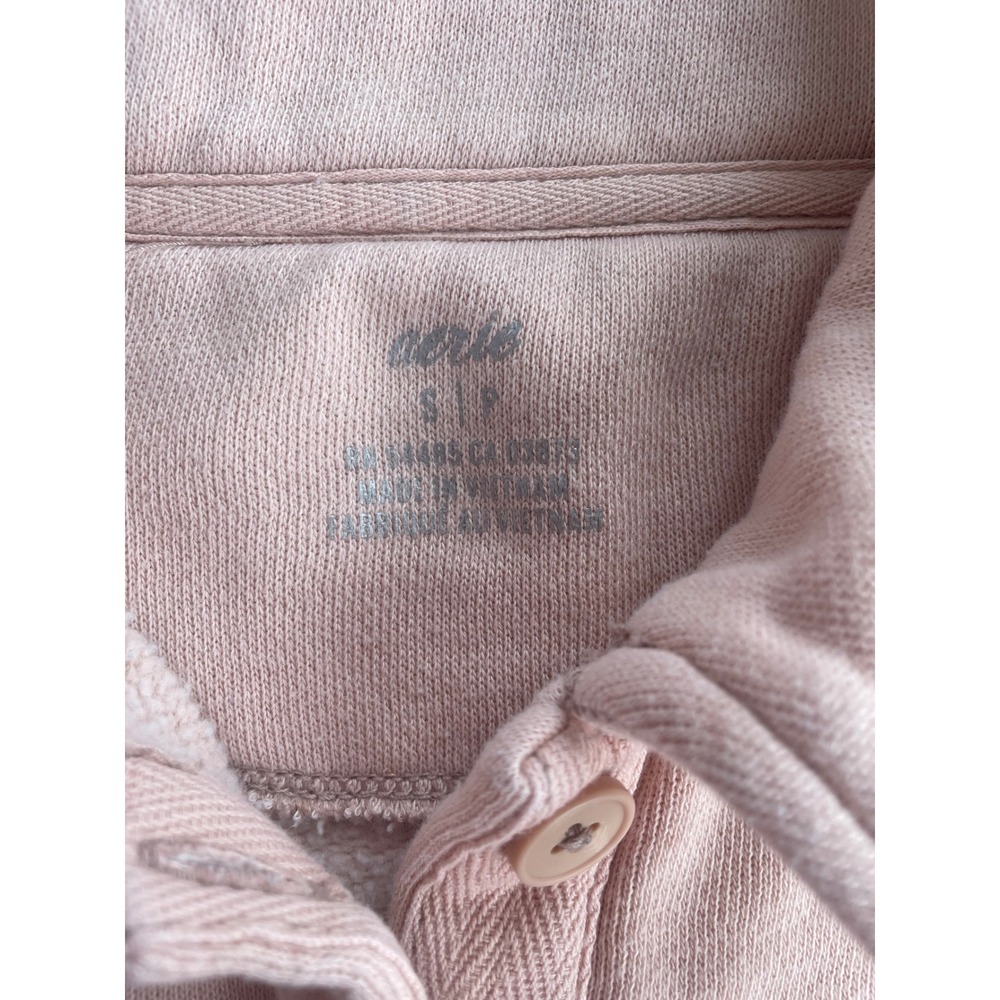 Aerie Fleece-of-Mind Cropped Pink Y2K Preppy Polo Sweatshirt - Picture 2 of 3